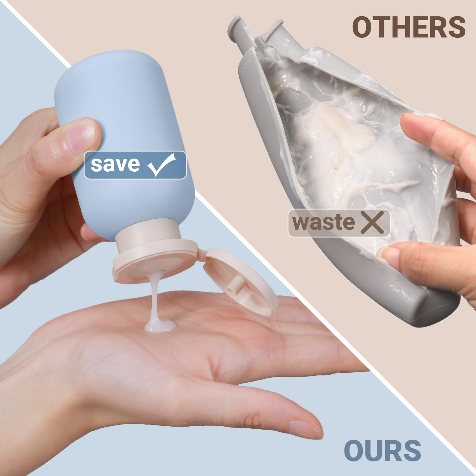 Asevat 6.7 Oz Plastic Empty Squeeze Bottles For Shampoo, Travel Containers For Toiletries Leak Proof, Plastic Bottles With Caps,