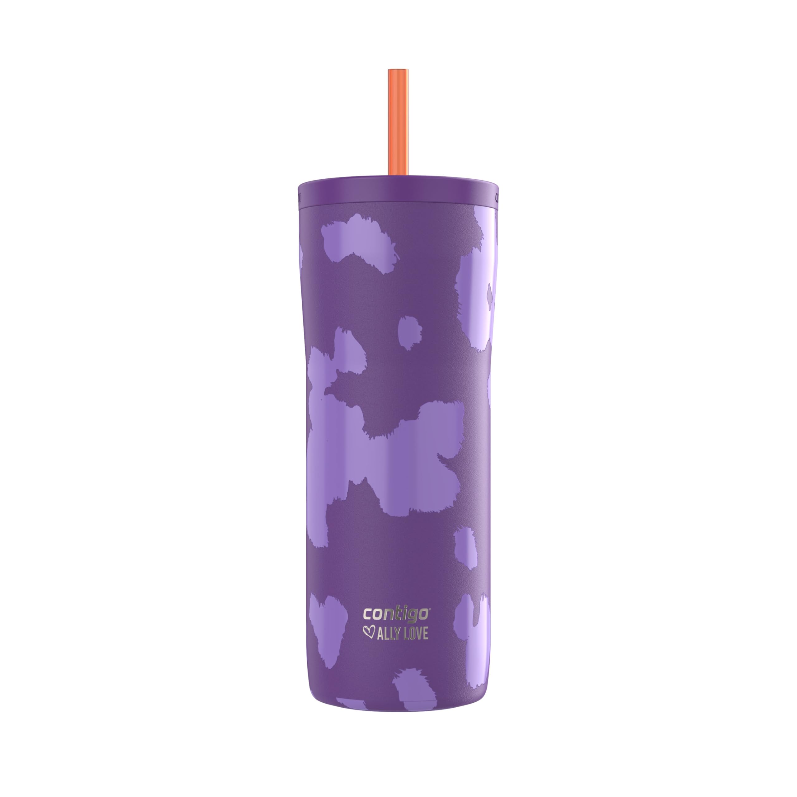 Contigo x Ally Love Streeterville Stainless Steel Tumbler with Straw, Easy Clean Lid, Leak Proof, BPA Free, 24oz, Violet
