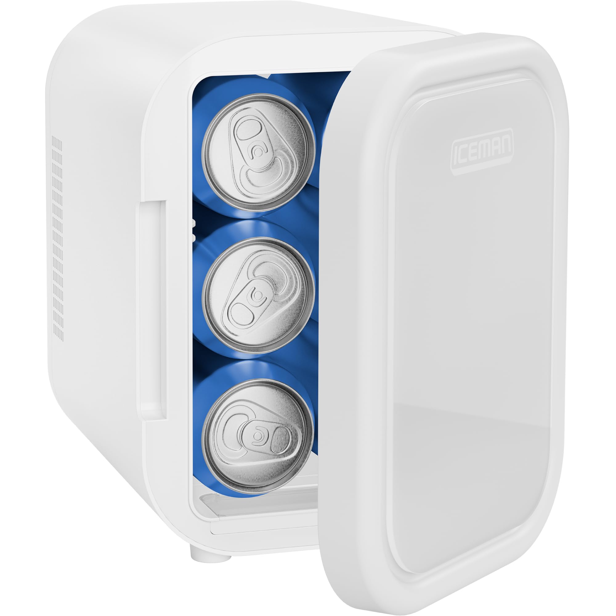 Iceman Portable Mini Fridge - Fits 6 x 12 oz Cans, Cooler and Heater Mini Fridge for Bedroom, Car, Office, Dorm and Skincare, AC