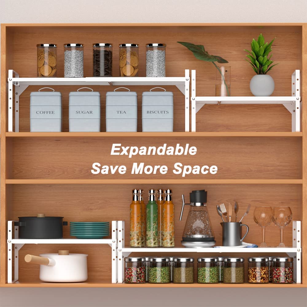 Wejipp Cabinet Organizer Shelf Expandable Cabinet Spice Rack Stackable Shelves For Cabinet Pantry Counter Cupboard Inside Cabine