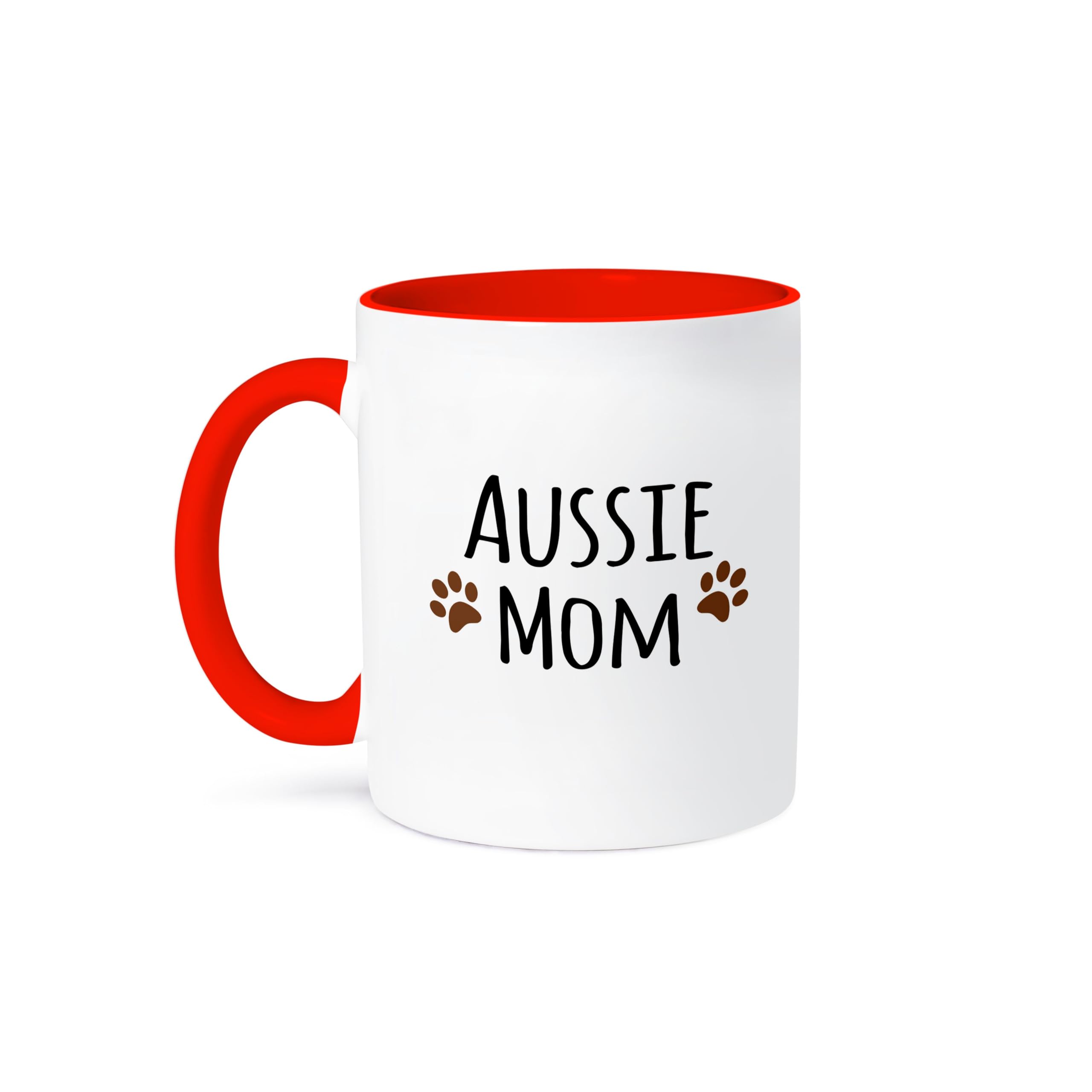 3dRose Aussie Dog Mom Mug, 11 oz, Red