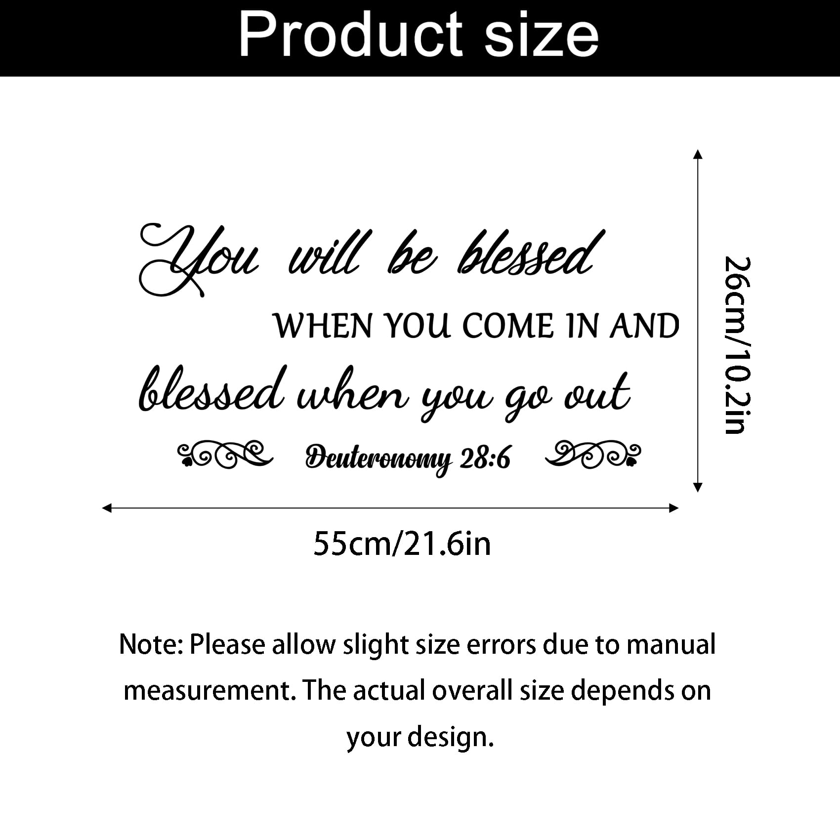 You Will Be Blessed When You Come In And Blessed When You Go Out - Deuteronomy 28:6 Quote Wall Decal, Living Room Prayer Sticker