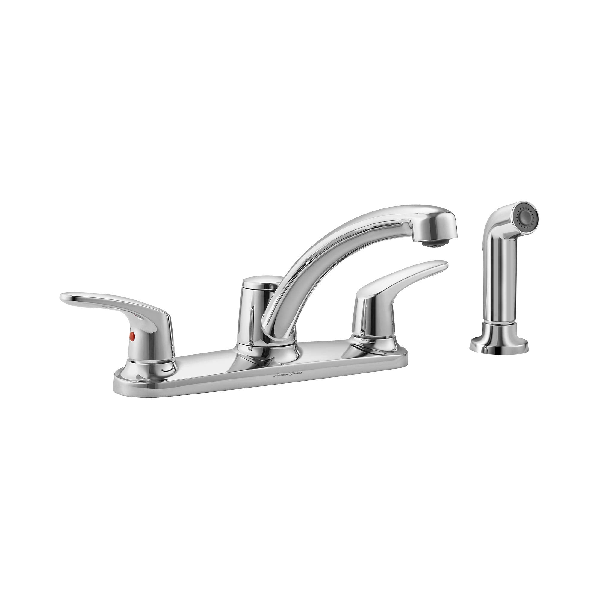 American Standard 7074501.002 Colony Pro Two-Handle Low-arc Kitchen Faucet with Sray in Polished Chrome