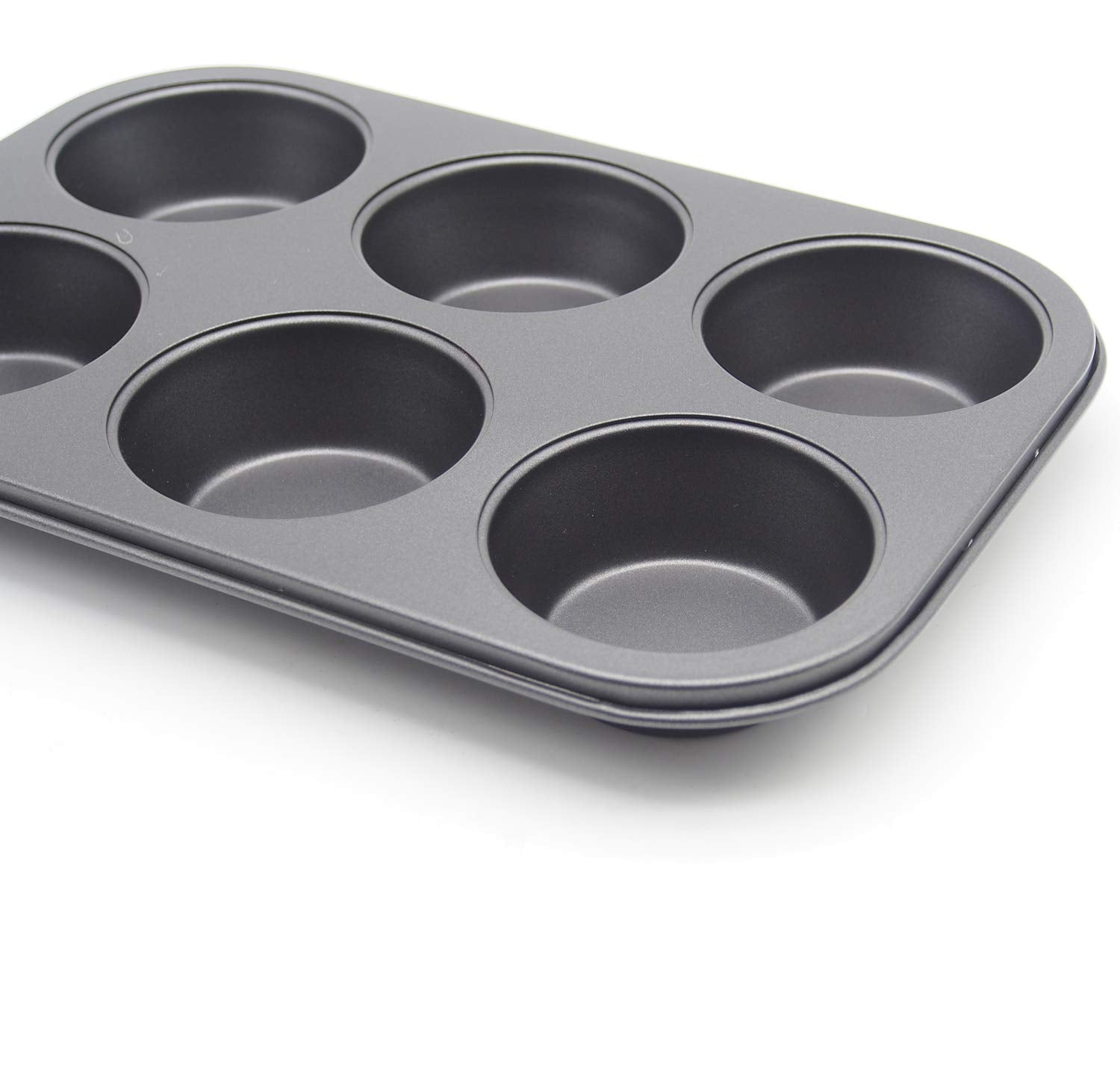 Hytk Muffin Pan 6 Cup Cupcake Baking Pan No Stick Carbon Steel Easy Clean