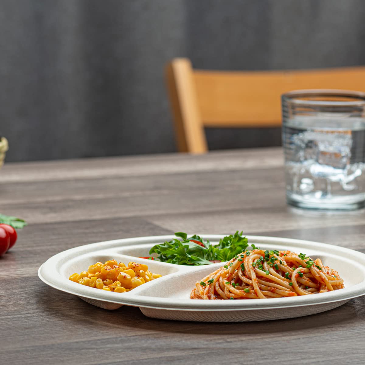 Comfy Package [10 Inch - 125 Count Heavy-Duty 100% Compostable Plates, 3 Compartment Eco-Friendly, Kraft Disposable Sugarcane Pa