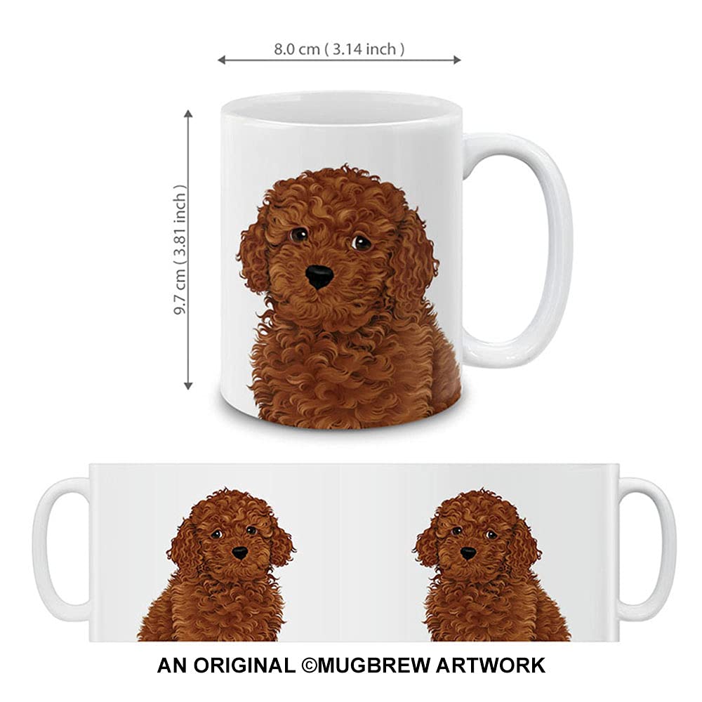 Mugbrew Cute Brown Toy Poodle Full Portrait Ceramic Coffee Mug Tea Cup, 11 Oz