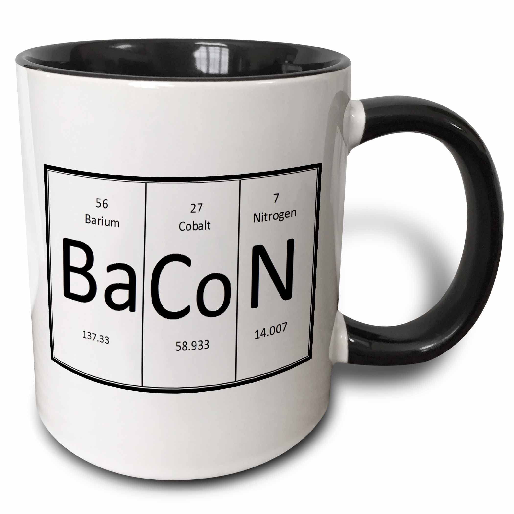 3dRose Bacon Two Tone Mug, 11 oz, Black