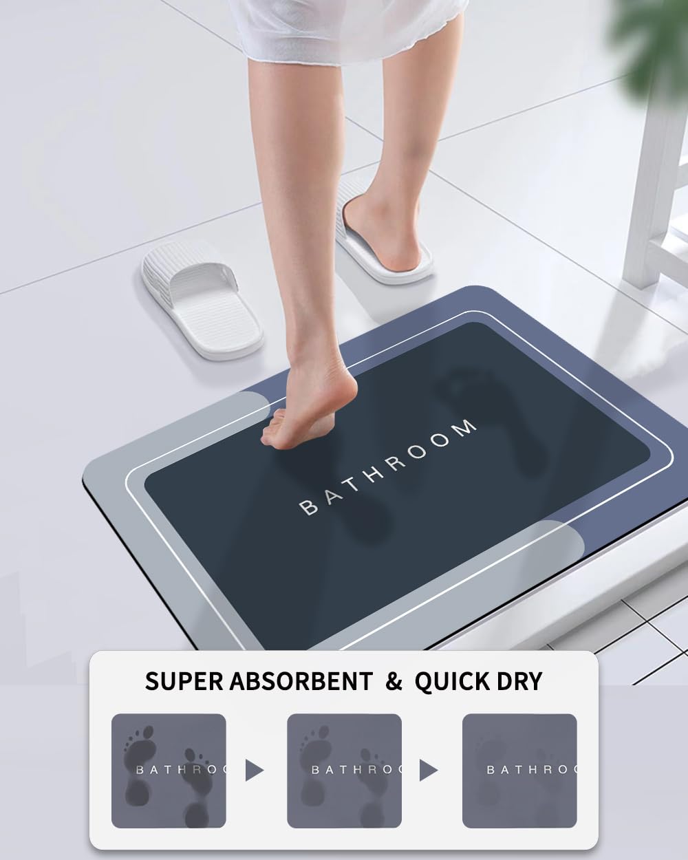 Deparnit Bath Mat, Bathroom Rugs Super Absorbent Shower Mats Quick Dry Thin Rubber Mats For Bathroom Floor, Bath Mat For Bathroo