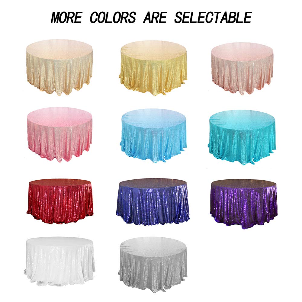 Jyflzq Silver Sequin Tablecloth 108 Round Sparkly Drape Table Cloths Table Cover Overlay For Wedding Birthday Party Baby Bridal