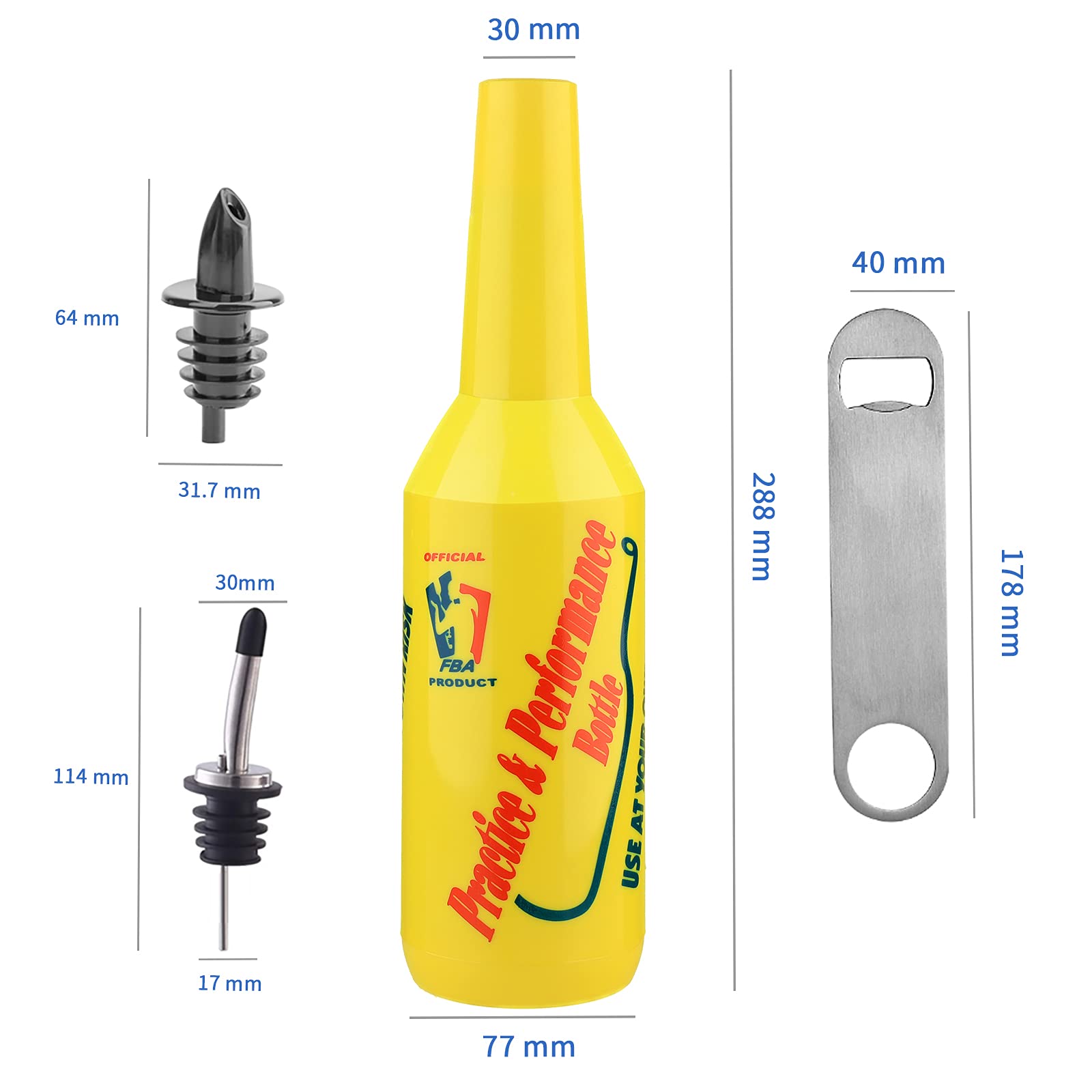 Suprobarware Flair Bottle Decorative Bottles - 25Oz/750Ml Height Flair Bartender Practice & Performance Bottle, Set Of 10