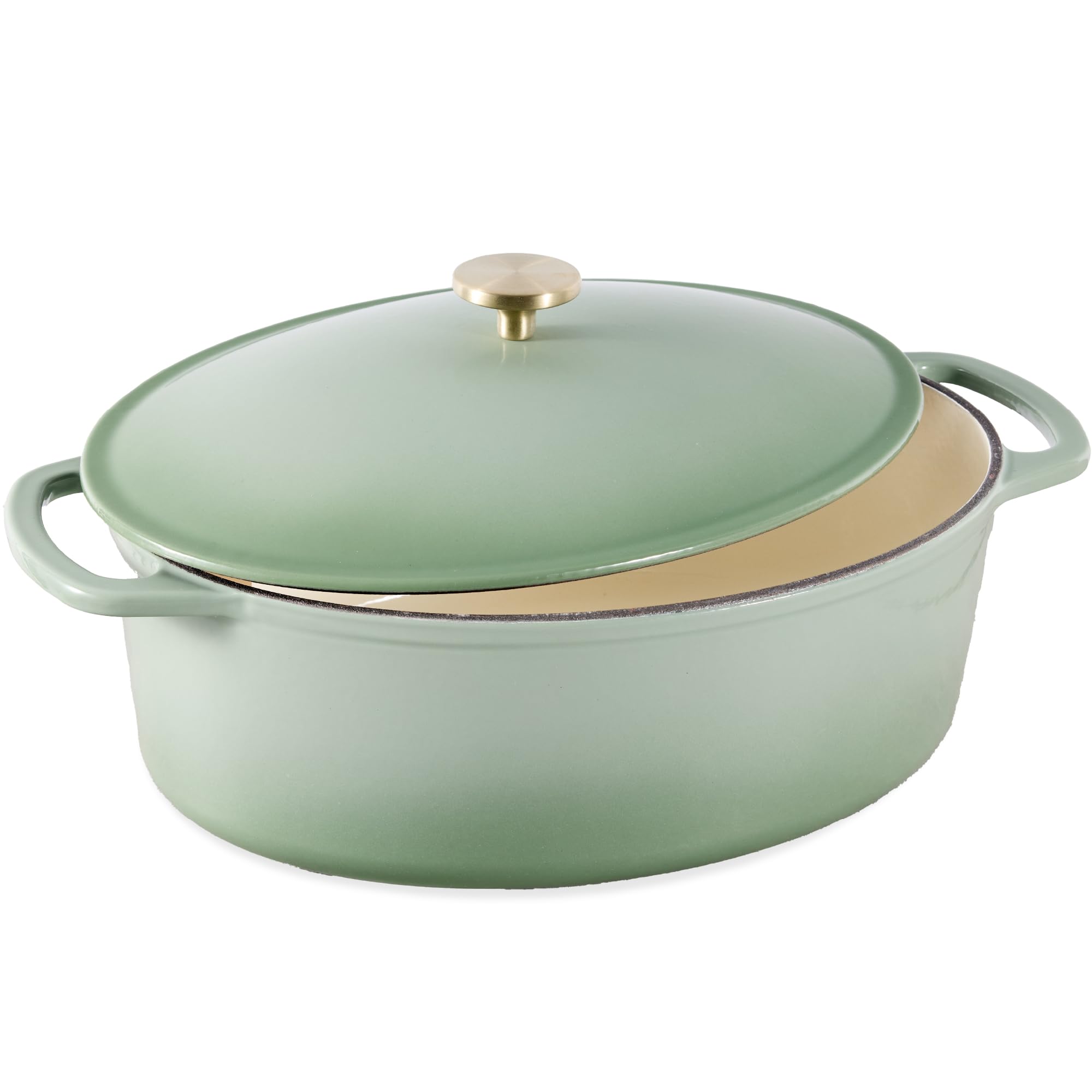 Best Choice Products Oval 7.5 Quart Enamel Cast-Iron Dutch Oven, Heavy-Duty Pre-Seasoned For Baking, Cooking W/Side Handles - Sa