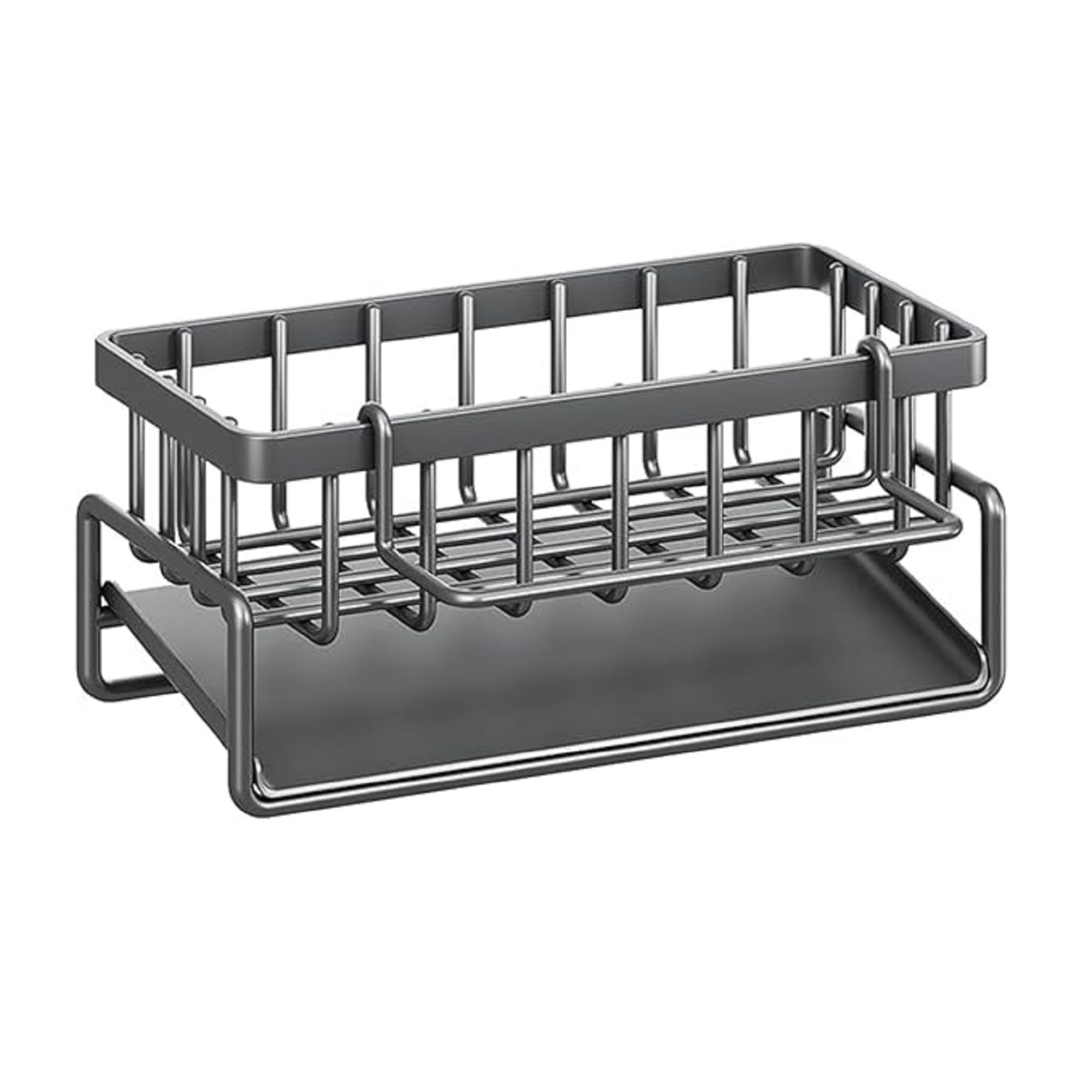 Novaria Kitchen Sink Organizer Rack With Drain Tray And Towel Bar  Metal Countertop Sponge And Dishwashing Liquid Holder
