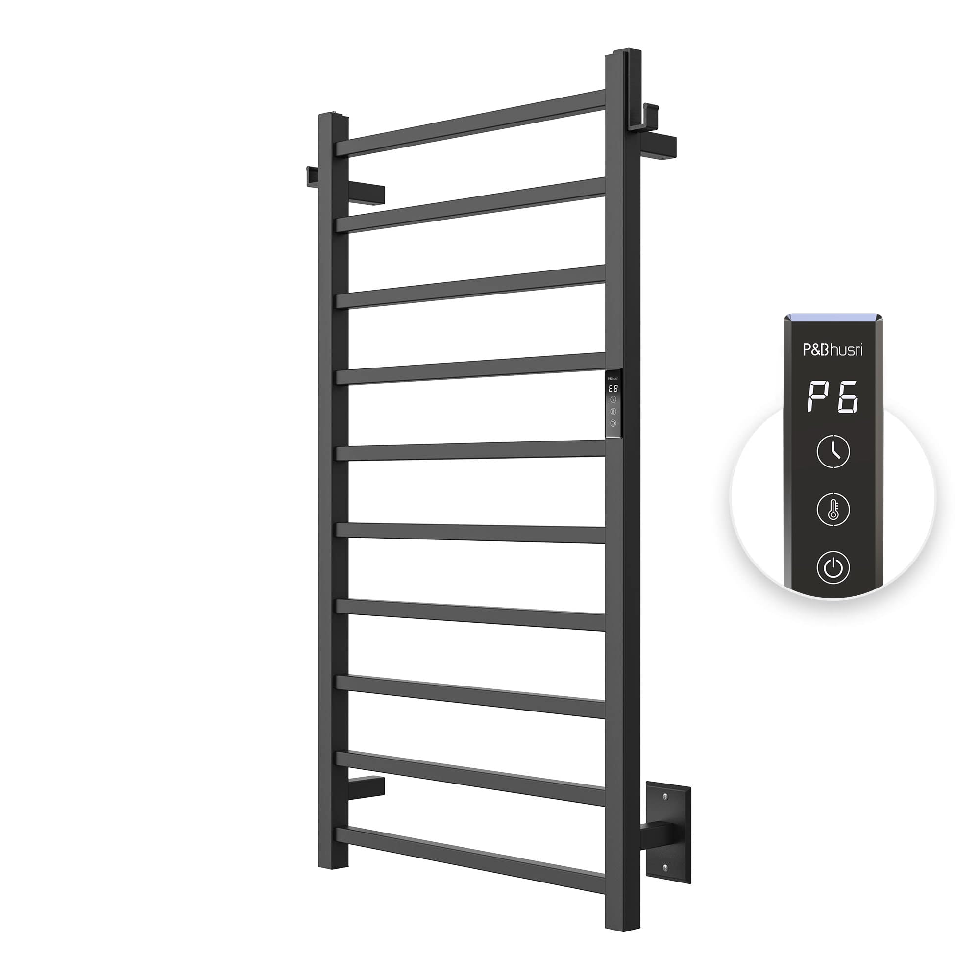 P&Bhusri Heated Towel Rack, 10-Bar Towel Warmer Rack For Bathroom, Wall Mounted Towel Warmer, Electric Towel Drying Rack With Ti