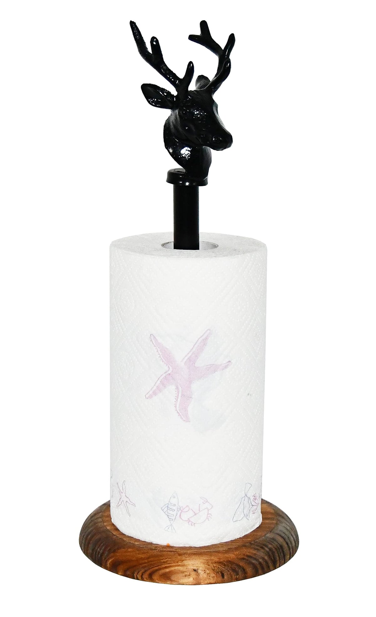 Owlgift Deer Paper Towel Holder Stand, Elk Freestanding Paper Towel Roll Dispenser For Kitchen Countertop Fits Standard And Jumb