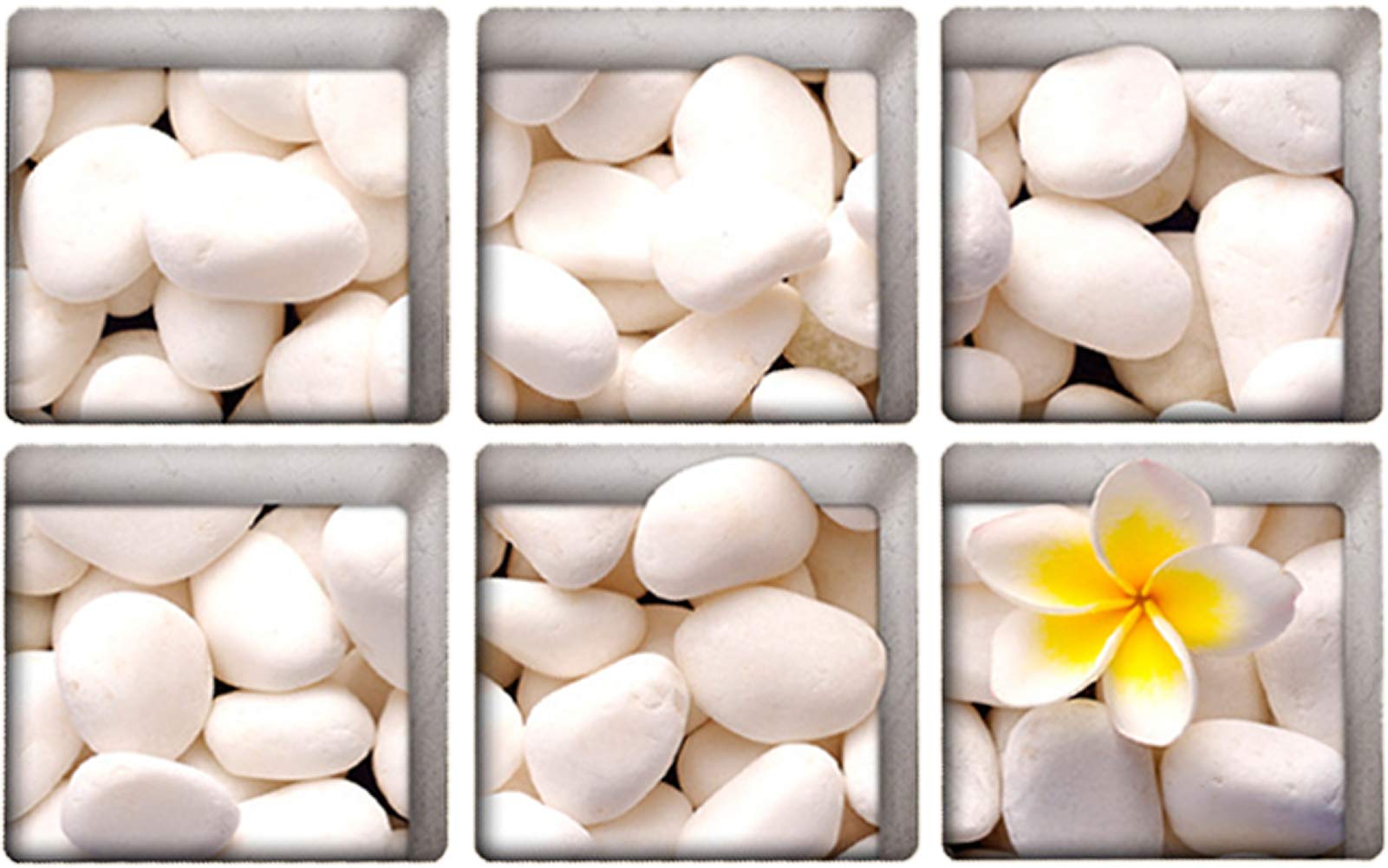 ChezMax Bath Treads Stickers White Stone Pattern Square 3D Adhesive Anti Slip Tub Tattoos Safety Decals Mat Waterproof Shower Tu