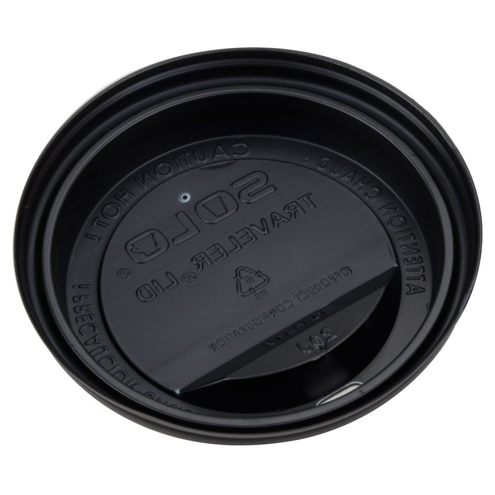 Dart Solo Tlb316-0004 Traveler Black Dome Hot Cup Lid With Sip Hole 100/Pack