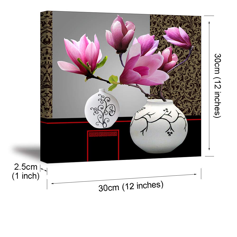 Flower Wall Art Decor For Bedroom, Sz Still Life Canvas Prints Of Orchid Flowers & White Vases, Beautiful Floral Pictures (Water