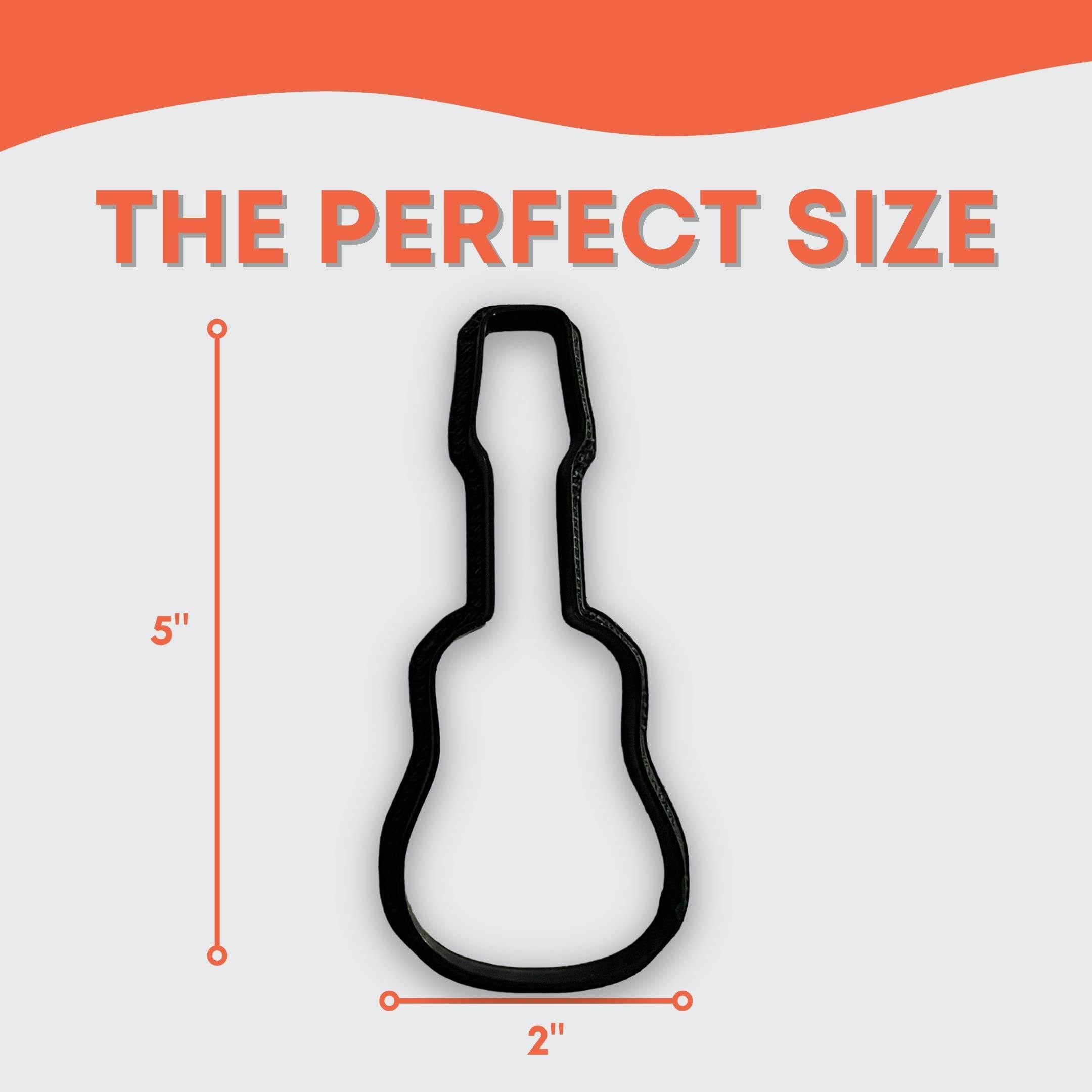Acoustic Guitar Cookie Cutter With Easy To Push Design, For Baby Shower, Work Events, And Birthday Celebrations (5 Inch)