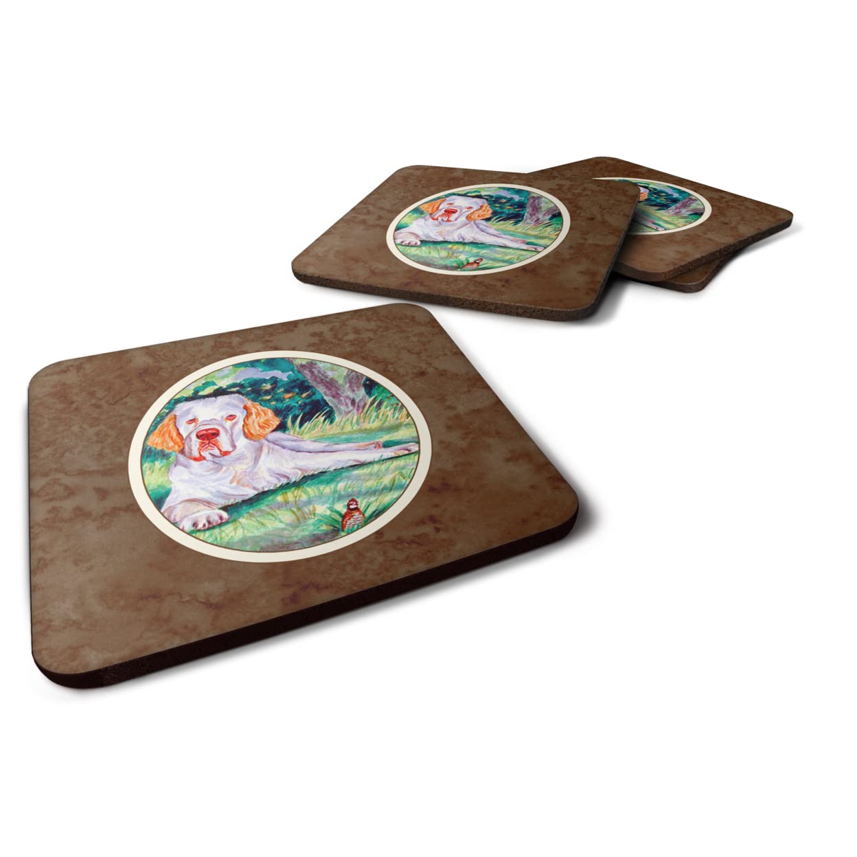 Carolines Treasures Clumber Spaniel Foam Coasters (Set of 4), 3.5, Multicolor