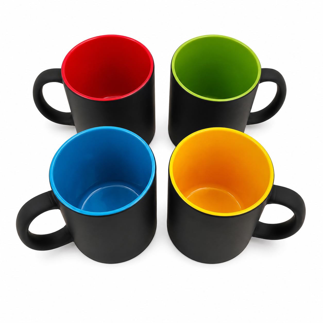 Ceramic Mug Set of 4  12 oz, Matte Multicolor Coffee Mugs (Classic)