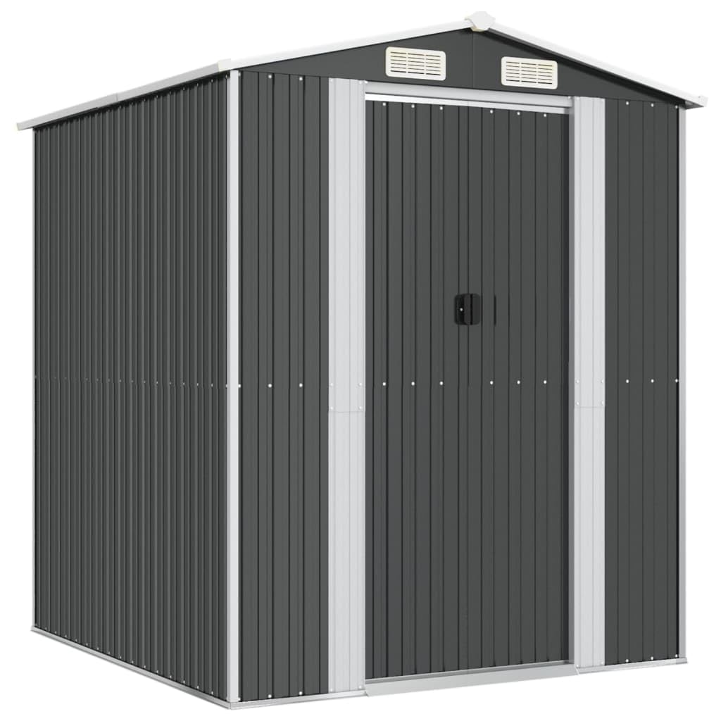 vidaXL Anthracite Garden Storage Shed 75.6X75.2X87.8 in Galvanized Steel Tool with Ventilation and Sliding Locks Sheds for Tools
