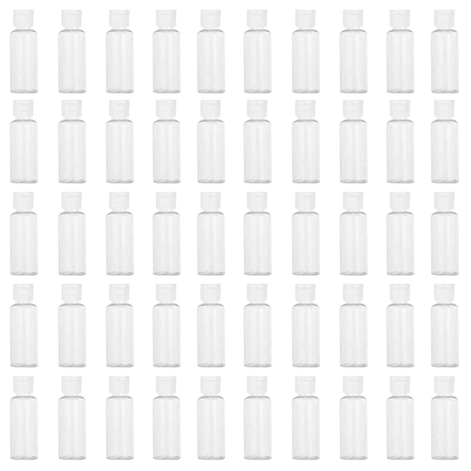 50 Pack 1.7Oz/50Ml Travel Plastic Empty Bottles Mini Hand Sanitizer Bulk Travel Size With Flip Cap, Squeezable Refillable Contai