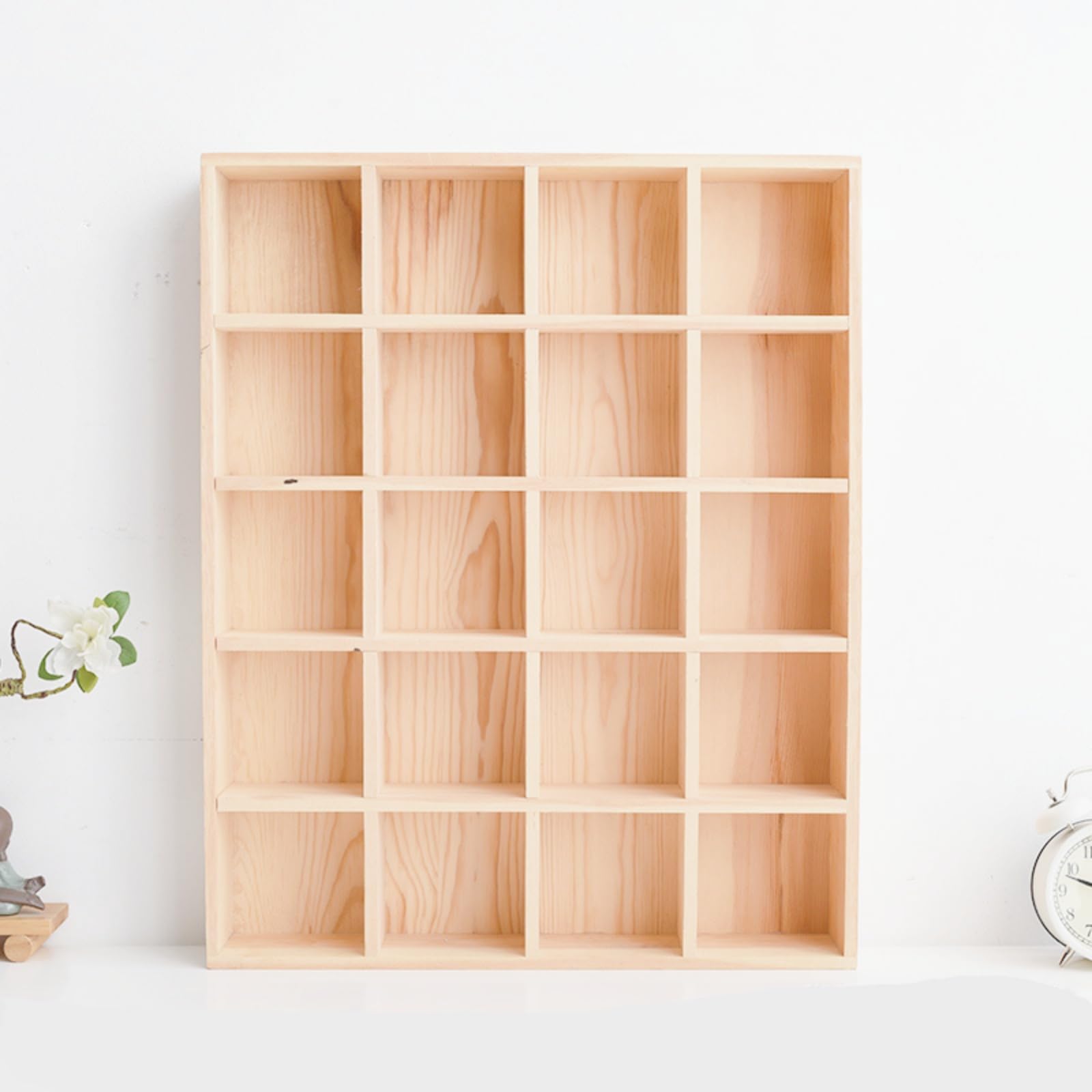 LONG TAO 1 Pcs 13.4  x10.6  x2   Wooden Storage Divider Box Showcase Display Box Organization Tabletop Box Tray Display Holder w