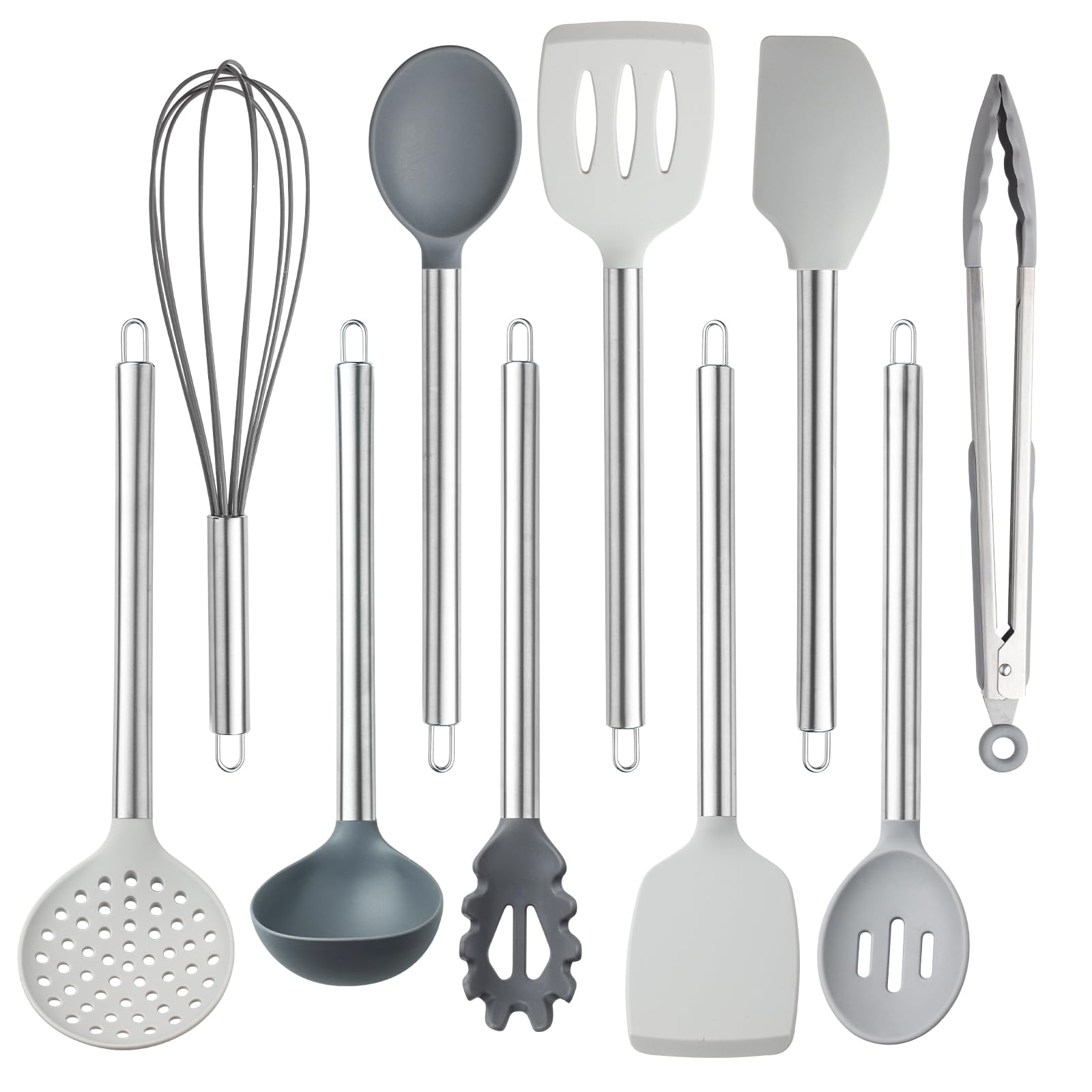COOK WITH COLOR Silicone Cooking Utensils, Kitchen Utensil Set, Easy to Clean Silicone Kitchen Utensils, Cooking Utensils for No