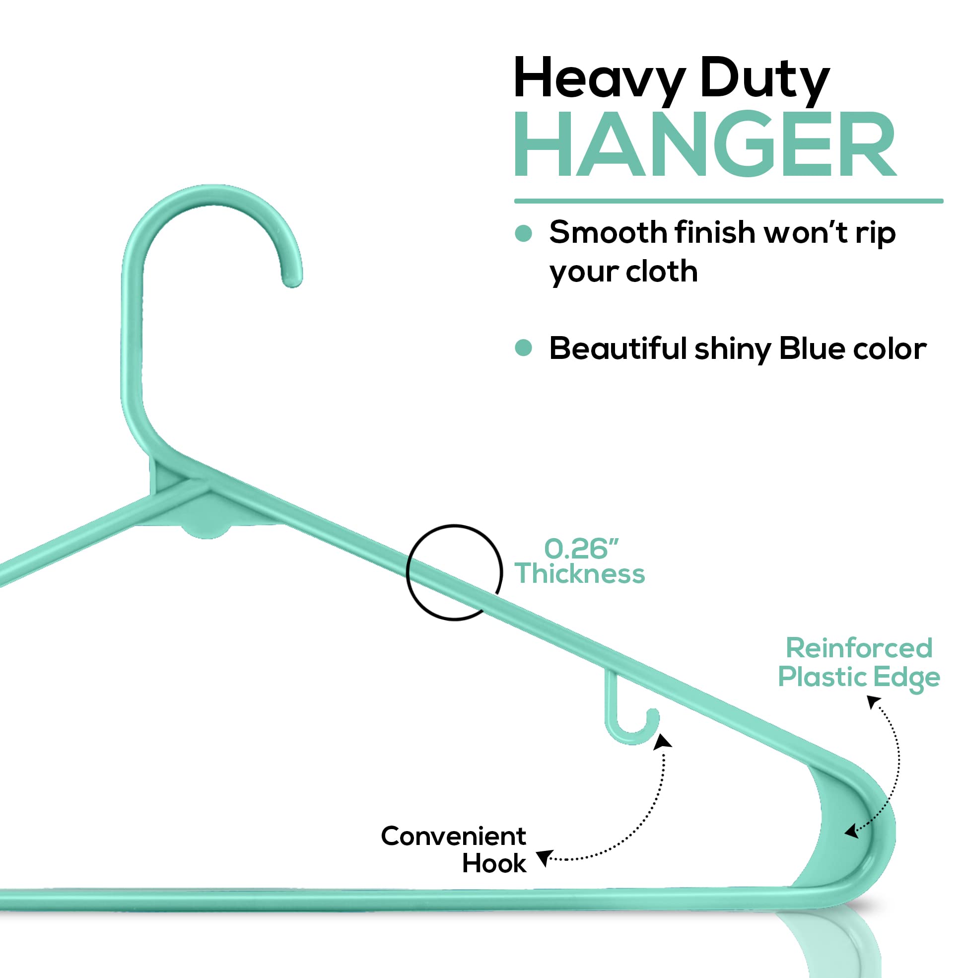 Utopia Home Plastic Hangers 50 Pack - Clothes Hanger With Hooks - Durable & Space Saving Coat Hanger - Heavy Duty Aqua Hangers -