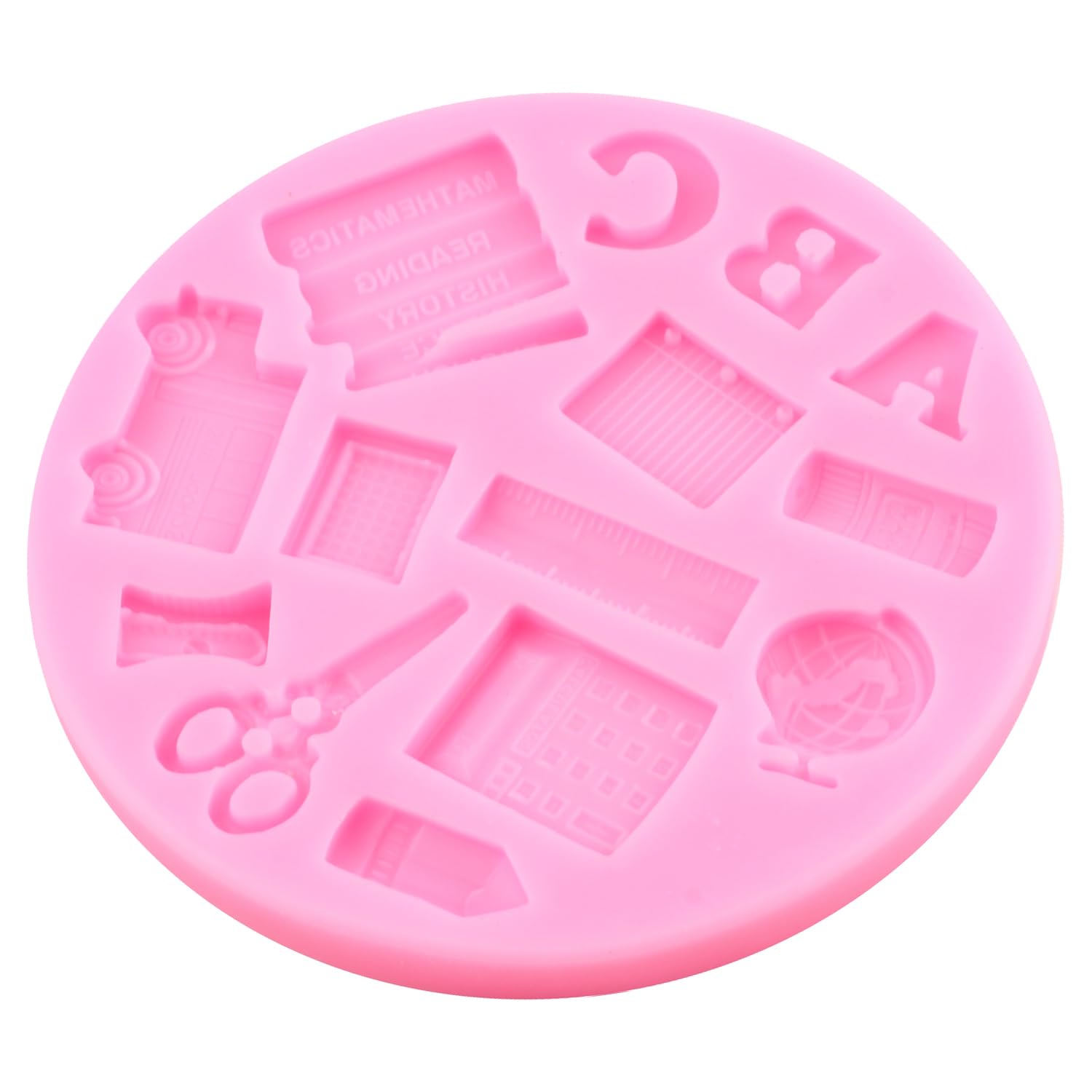 Xmoldnms Back To School Silicone Molds Book Scissor Ruler Crayon Fondant Molds For Cake Decoration Cupcake Topper Chocolate Cand