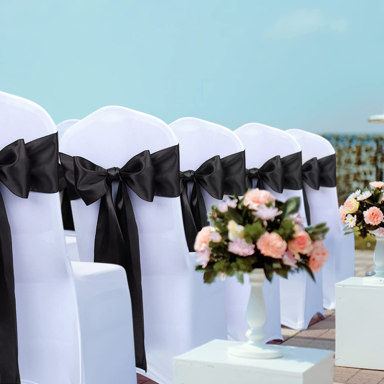 Babenest Satin Chair Sashes Ties Upgraded 10 pcs Chair Ribbons Bows for Wedding Banquet Party Christmas Baby Shower Events Decor