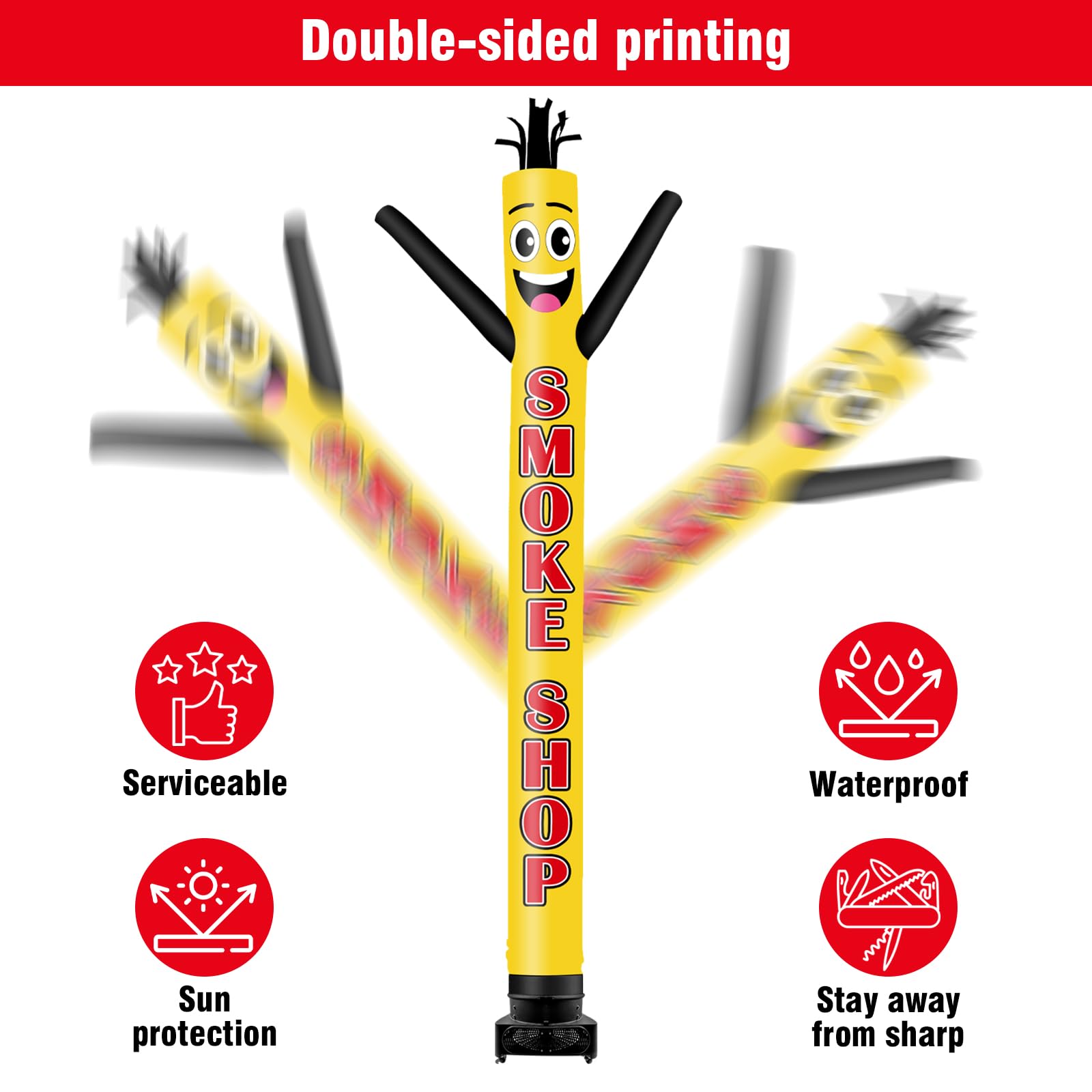 GOODENY 20FT Tall Inflatable Tube Man Smoke Shop Wacky Wavy Dancing Guy with 1.5 HP Weather-Resistant Blower (18  Diameter) for