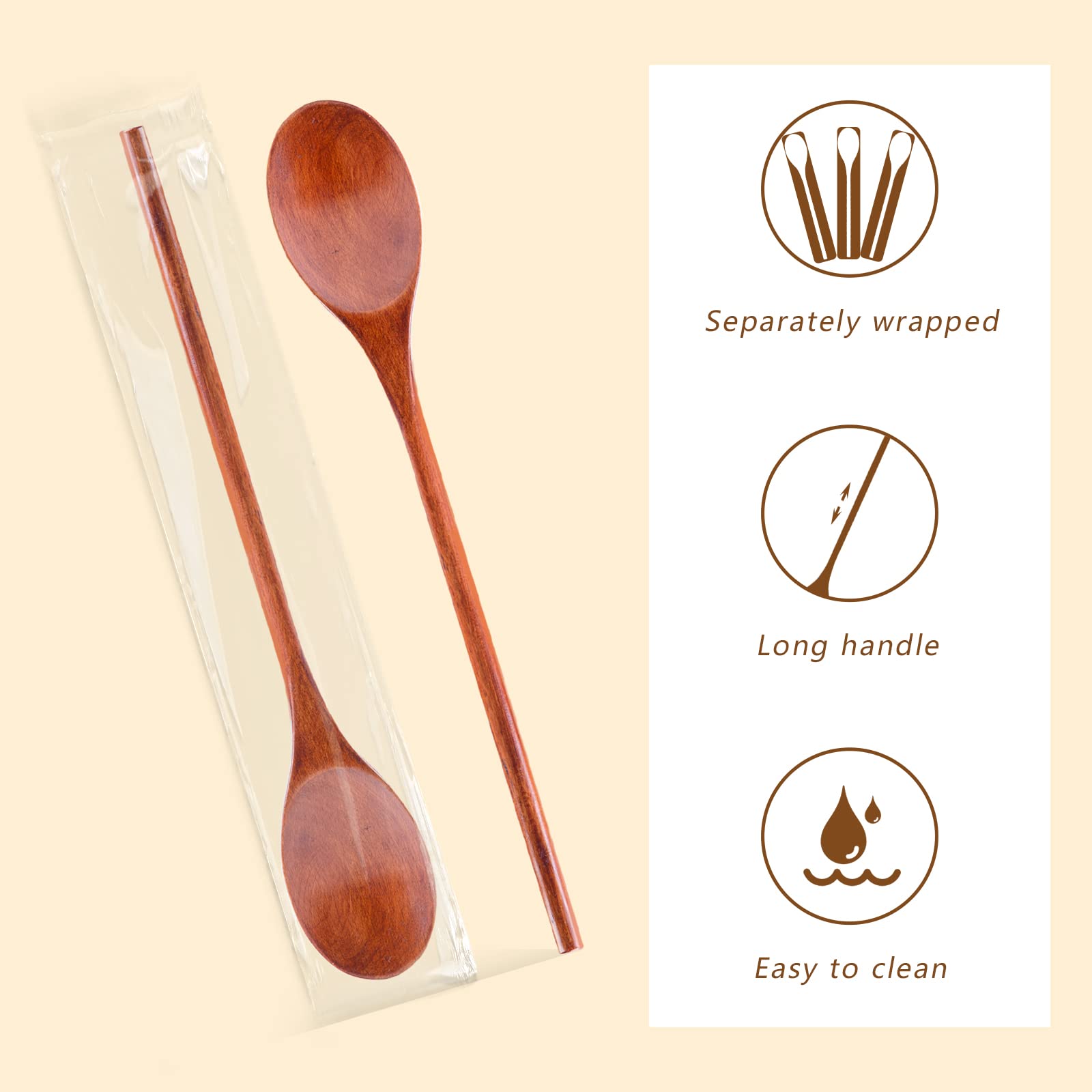 Hansgo Wooden Spoons For Eating, 6Pcs 12 Inch Wood Soup Spoons Long Handle Spoons Table Spoon Serving Spoons With Japanese Style