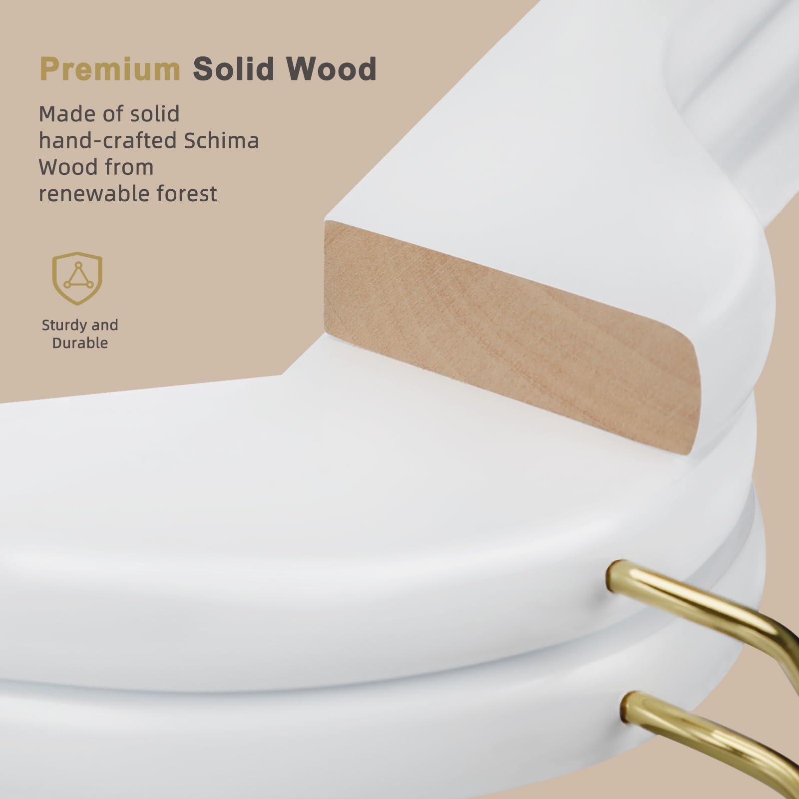 Topia Hanger Wooden Hangers 30 Pack, White Wood Coat Hanger With 360 Swivel Gold Hook, Non Slip Pants Bar And Shoulder Notches F