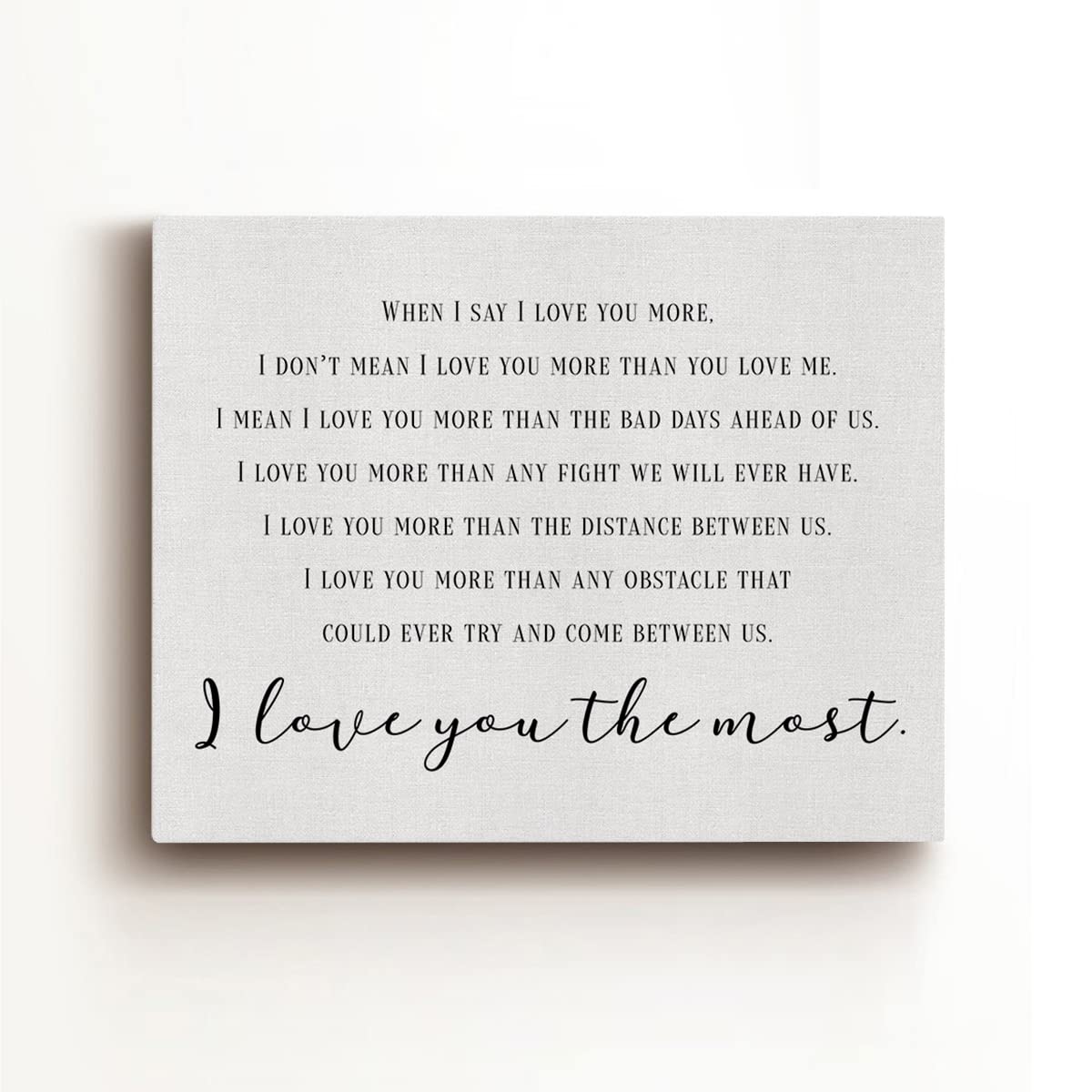 Bedroom Canvas Wall Art When I Say I Love You More Romantic Quote Print Framed Marriage Painting Artwork Ready To Hang Home Wall