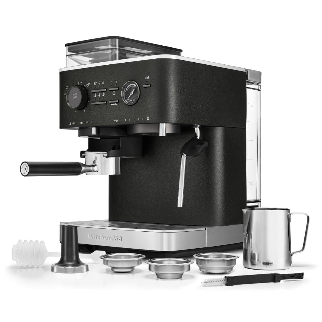 Kitchenaid Semi Automatic Espresso Machine With Burr Grinder, 2.5L, Cast Iron Black, Kes6551Bk