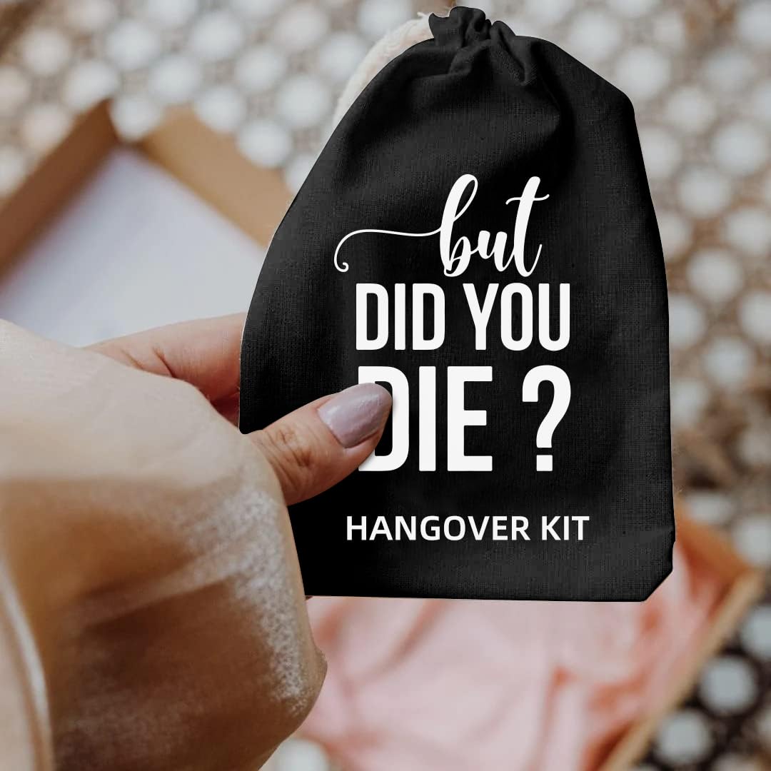 Xikainuo Set Of 10 Funny Cotton Muslin Drawstring Kit Black Bags - But Did You Die, Bachelorette Hangover Survival Kit Engagemen