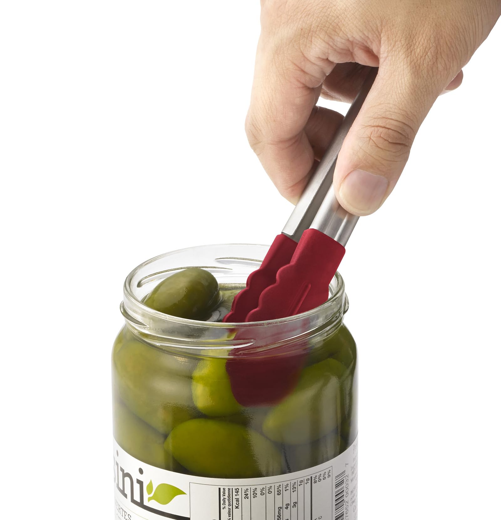 Cuisipro 0065506785059 Mini Tongs, Stainless Steel, Silver, 7'', Red