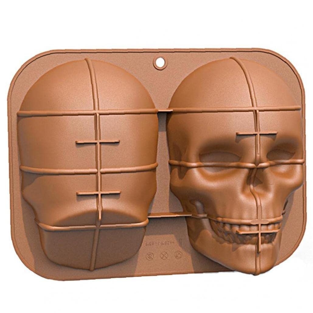 Froiny 3D Skull Silicone Cake Mold Extra Large Haunted Skull Cake Baking Pan for Halloween Birthday Party