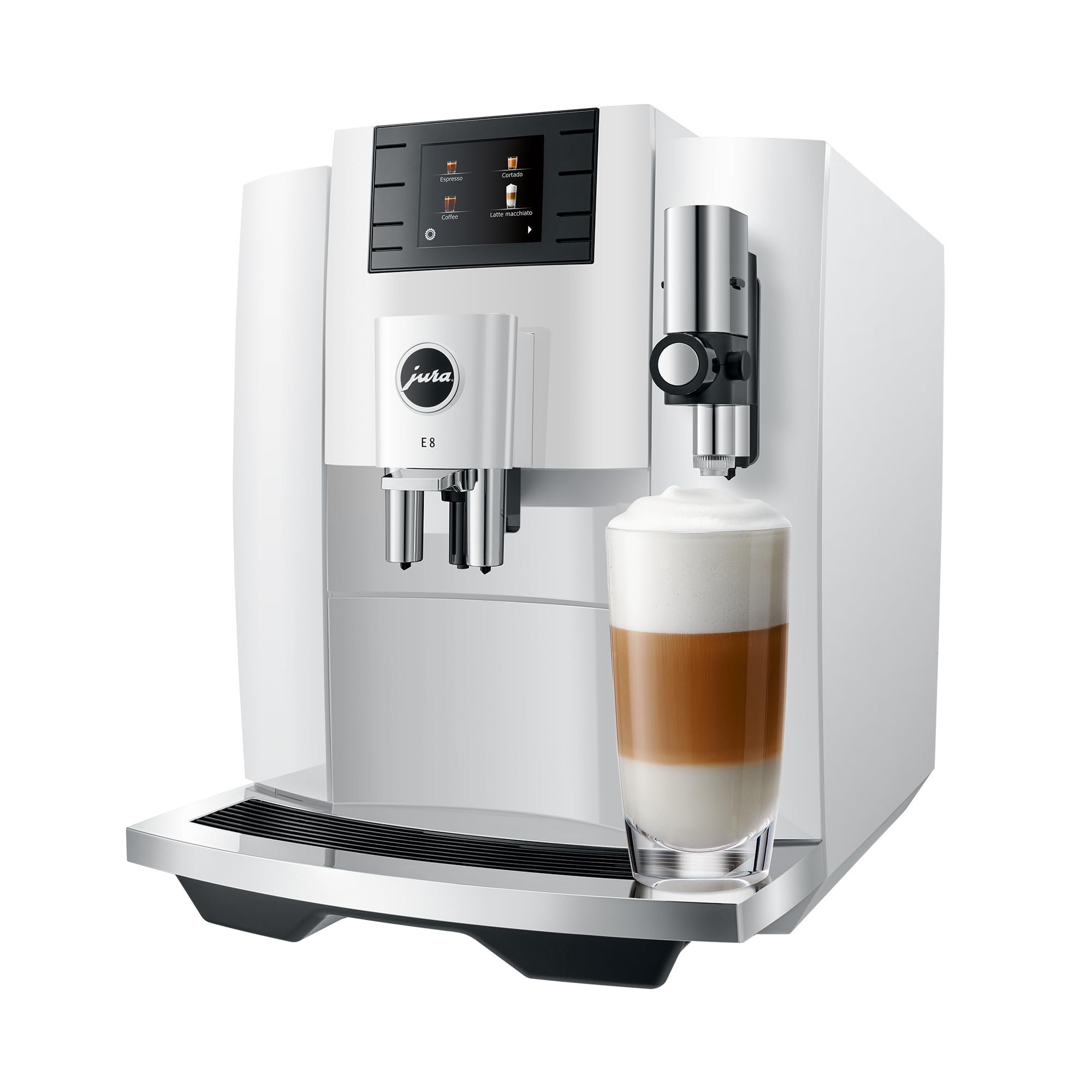 Jura E8 Automatic Espresso Machine (Piano White)