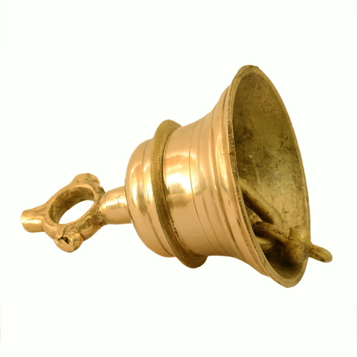 ARTVARKO Hanging Bell Solid Brass Metal Heavy Bell with Deep Sound 5 Inches Diameter Antique Home D  cor Ghanti for Door Mandir