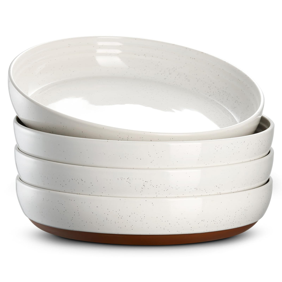 Dowan 9.75'' Pasta Bowls, 45 Oz Large Salad Bowls Alabaster White Serving Bowls For Dinner Wide And Shallow Bowls Set Of 4 Dishw