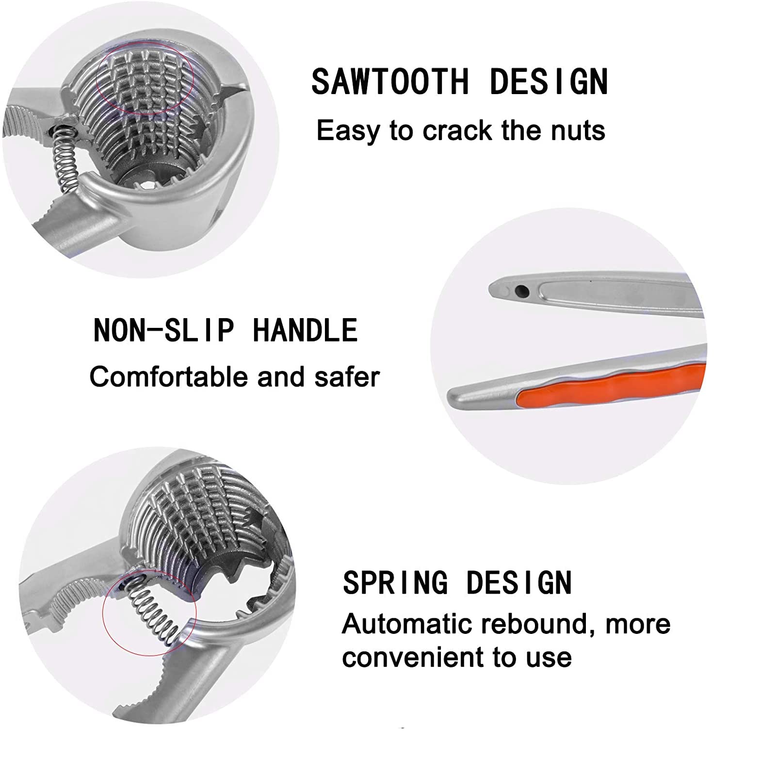 Nut Cracker, Walnut Clamp, Pecan Pliers Opener Stainless Steel Kitchen Tools, Splash Proof Design Pecan Chestnut Clamp Nutcracke