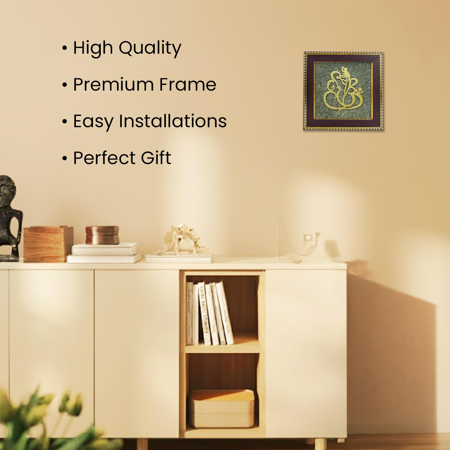 Astrotalk Ganesh Ji on Raw Pyrite Frame | Ganesh Idol for Home Decor with Pyrite Stone Frame | Ganesh Vastu Items for Home & Office | Gift for Man & Woman | 19x19x1 cm | 1 Piece