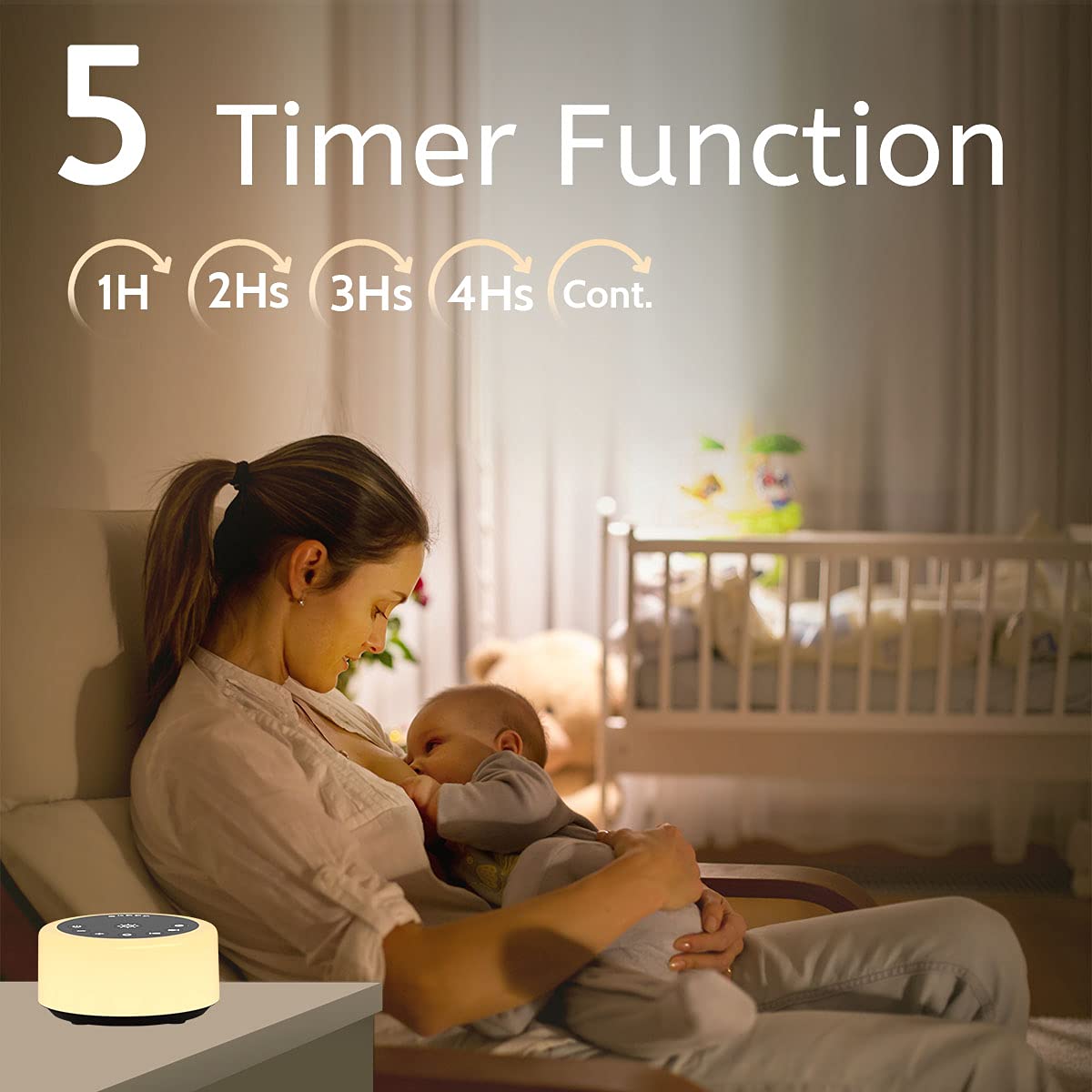 ColourNoise Soother Sleep Sound Machine - 30 Sounds, 12 Night Lights, Black, Model CWN-R1, Ideal for Home, Travel & Office
