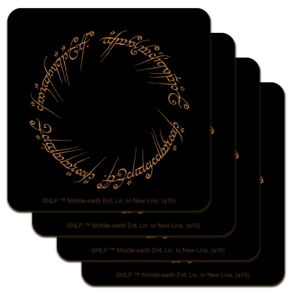 Lord Of The Rings Mordor Script Low Profile Novelty Cork Coaster Set