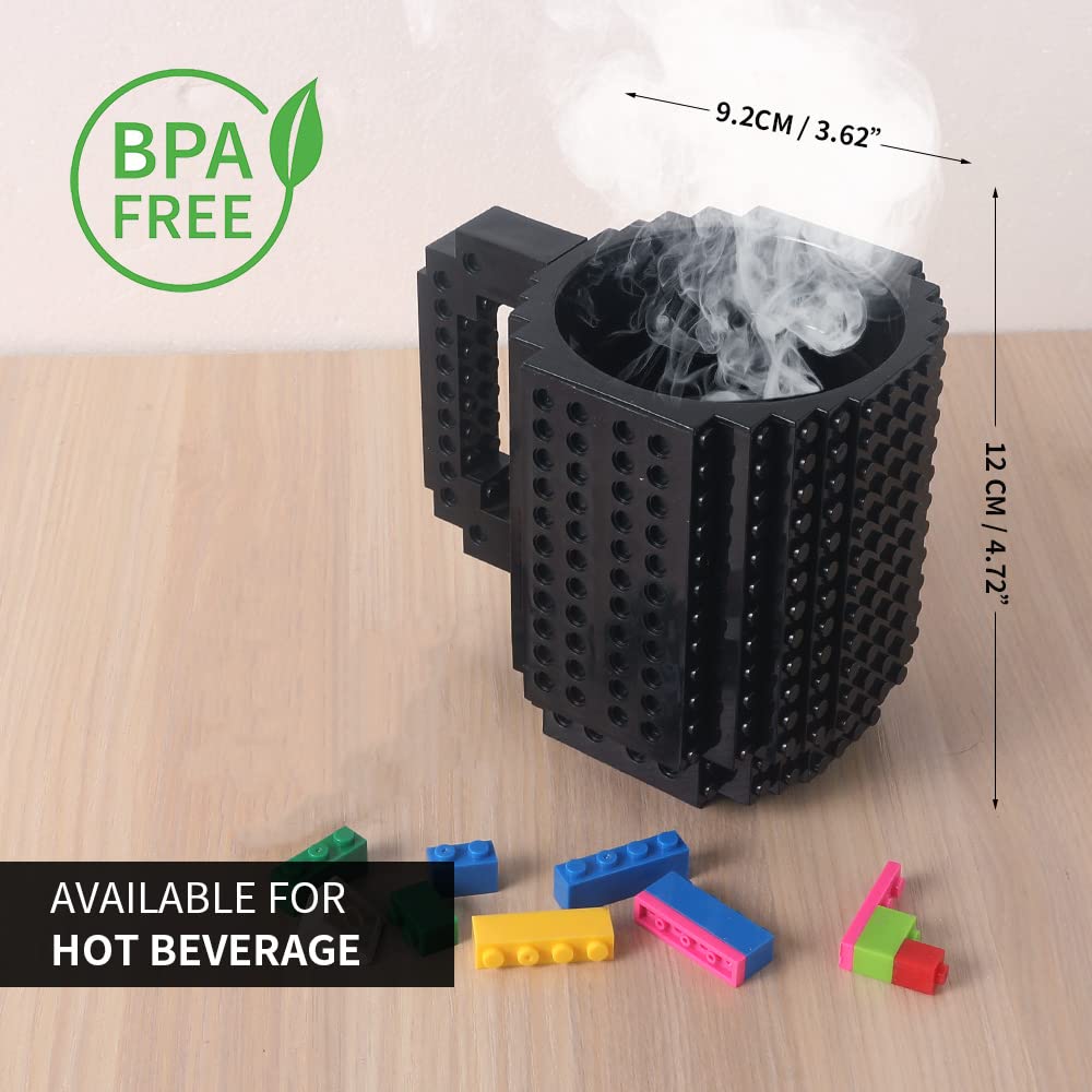 Lumsburry Build-On Brick Coffee Mug, Funny Diy Novelty Cup With Building Blocks Creative For Kids Men Women Xmas Birthday (Cool