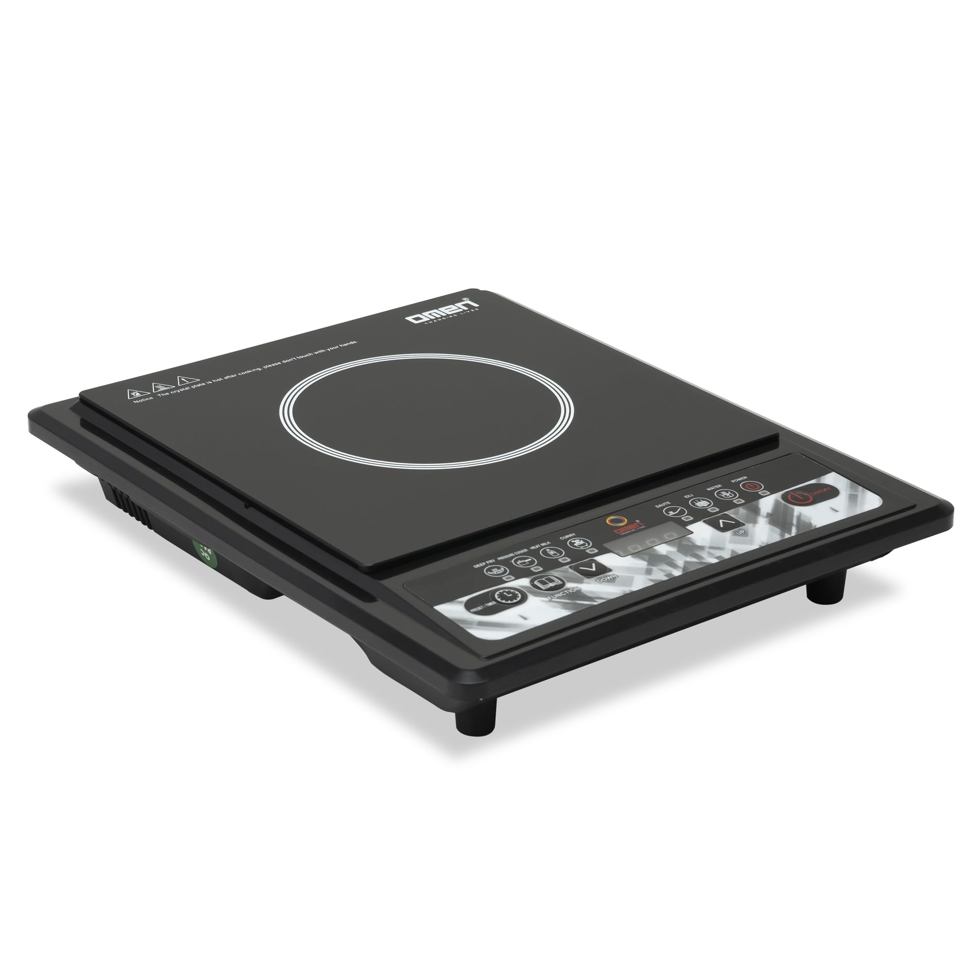 Omen Changing Lives Om28 1400W Induction Cooktop | PushButton Controls | Auto ShutOff & Overheat Protection | Led Digital Dis