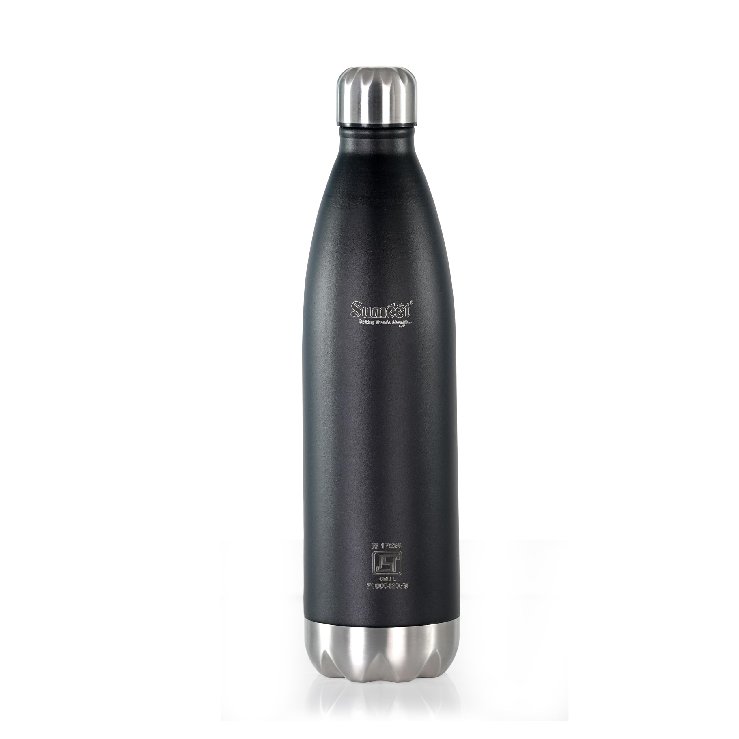 Sumeet Thermo1000 Isi Certified Stainless Steel Hot & Cold Double Walled Leak Proof Vacuum Flask Water Bottle For Office School College Gym Picnic Home Trekking- 1000Ml  Black