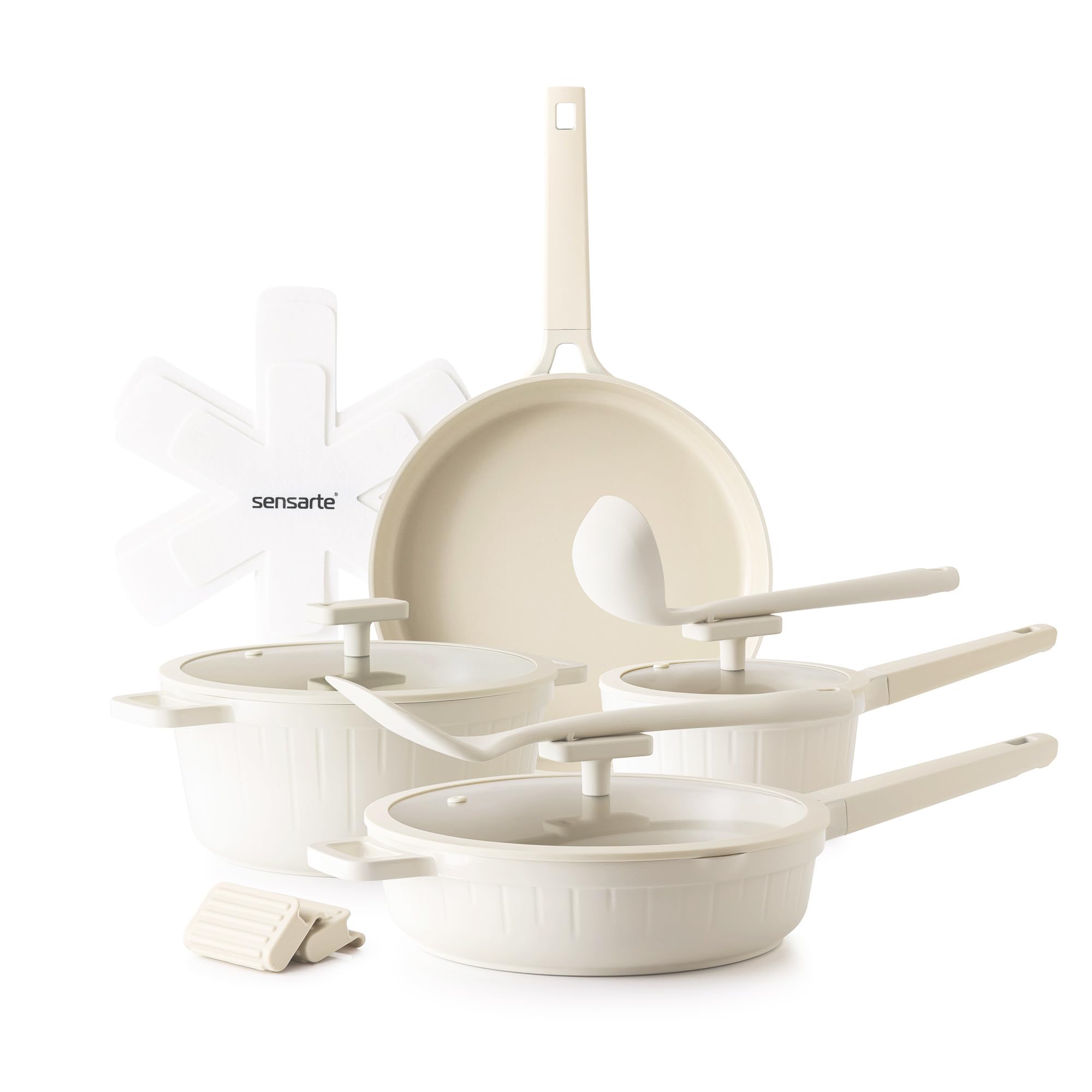 SENSARTE 14Pcs Pots and Pans Set Non Stick, Ceramic Cookware Set Non toxic